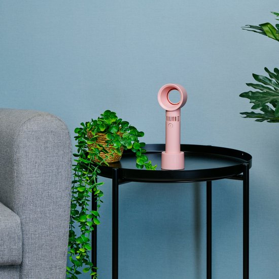 Lifetime Air Mini-Ventilator ohne Flügel, 3 Geschwindigkeitsstufen – Schreibtischventilator mit USB-Aufladung – tragbarer Tischventilator – Mini-Ventilator für unterwegs – kompakter Standventilator – rosa