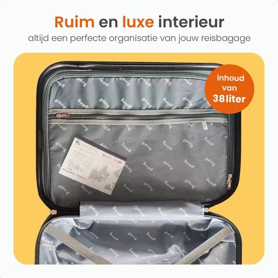 Goliving Handgepäckkoffer - Mit Rollen - Trolley - Leichtgewicht - TSA-Schloss - Gepolsterter Innenraum - 38 Liter - 55 x 35 x 23 cm - Blau