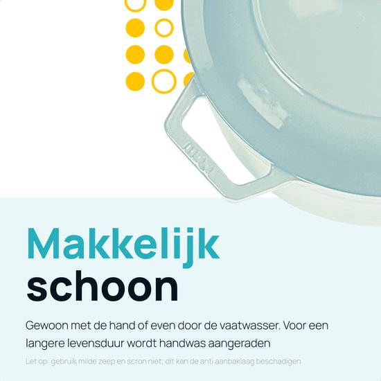 MOA Gusseisen-Kasserolle - 5,7L - Für alle Wärmequellen inkl. Induktion - Mit Deckel - Ø 26cm - Antihaftbeschichtung - Hellblau
