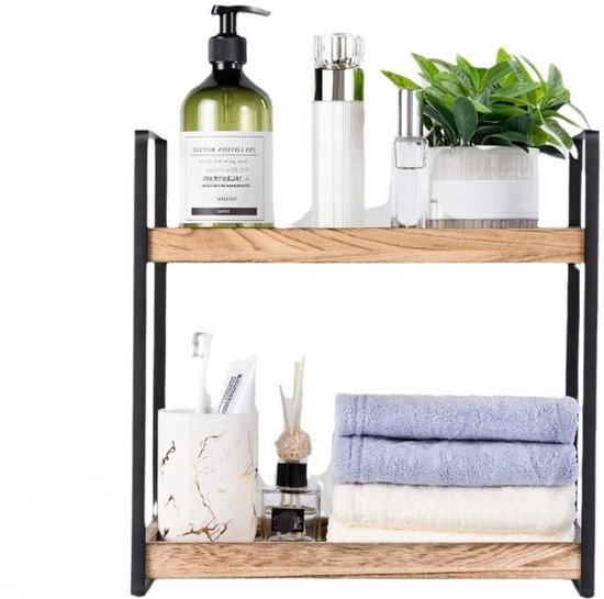 Arbeitsplattenorganisator - Holzregal für das Badezimmer - Küchenorganisator - Aufbewahrungsregal für Arbeitsplatten im Badezimmer