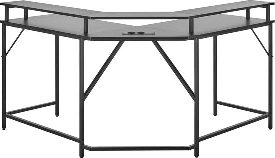Eckschreibtisch – Gaming-Schreibtisch – L-förmiger Schreibtisch – USB- und USB-C-Anschlüsse sowie Stromanschluss in der Tischplatte – LED-Beleuchtung – Tischplatte 130 x 130 x 50 cm