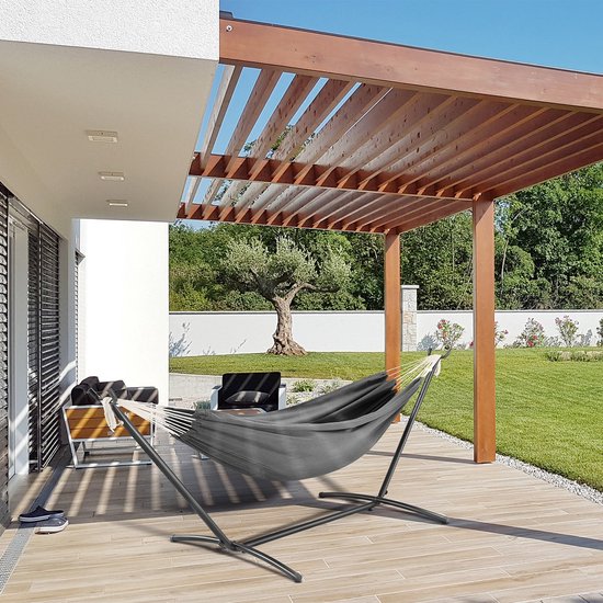 Juskys Hängematte Paya - Anthrazit - inkl. Gestell und Aufbewahrungstasche