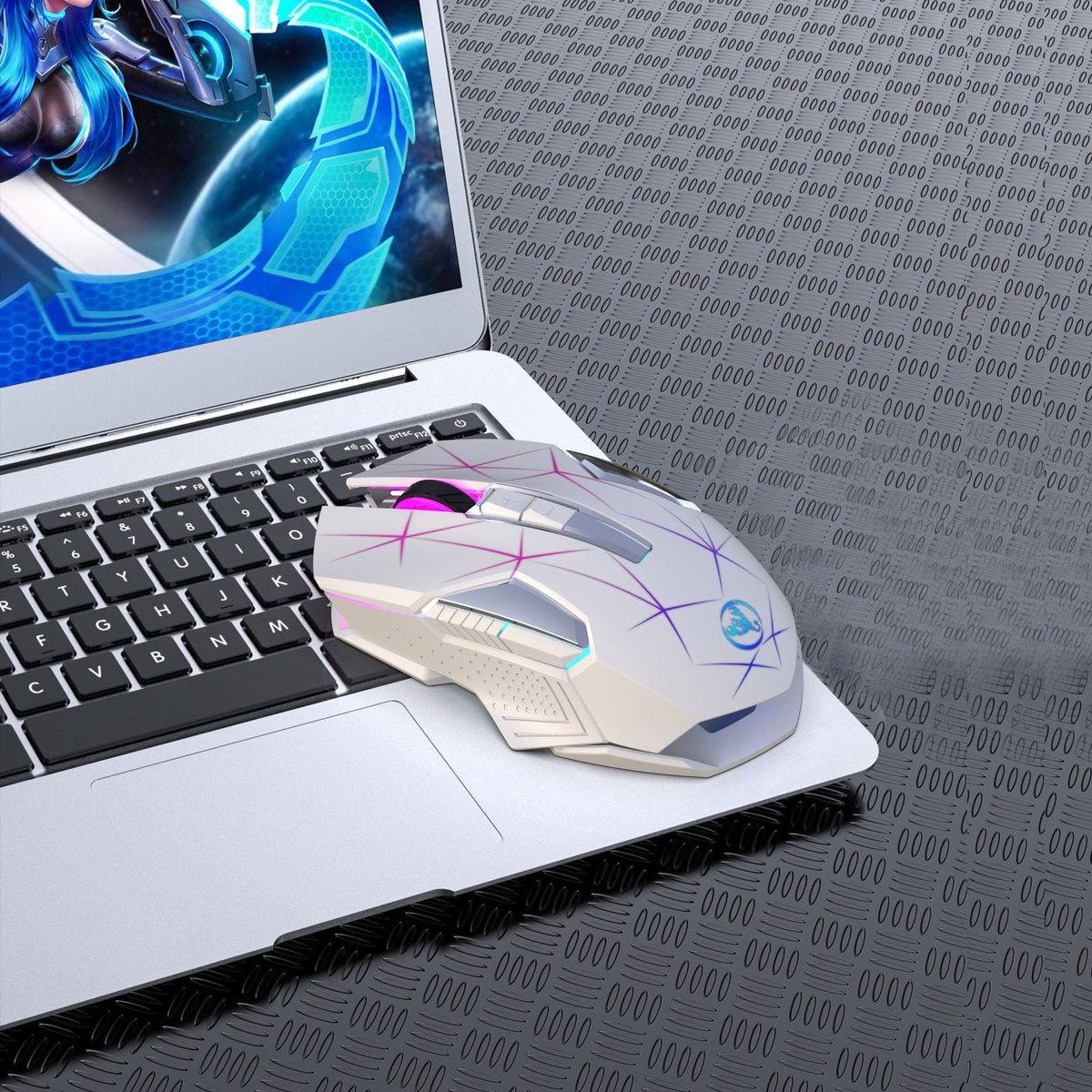 HXSJ T300 2.4G Wireless Gaming Mouse - Computermäuse - Ultraleicht - Kompakt für unterwegs - RGB-Beleuchtung - Weiß