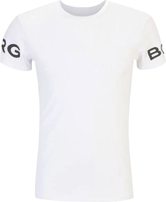 Björn Borg Sportshirt für Herren, kurze Ärmel – Weiß – Recyceltes Polyester – Größe L
