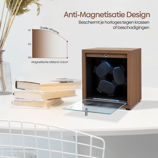 Olvy Time - Watchwinder Wood - 3 Uhren - Uhrenbeweger - Mit LED-Beleuchtung - Uhrenbeweger