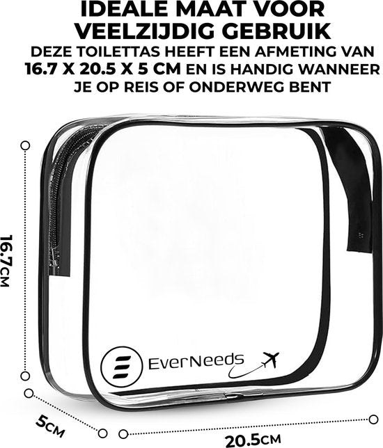 EverNeeds - Kulturtasche - Frauen und Männer - Organizer - 1 Stück - Transparent/Schwarz