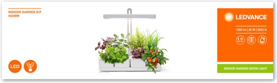 LEDVANCE Leuchte: für alle Oberflächen, Indoor Garden KIT 45- WT / 2- W, 22-...24- V, Abstrahlwinkel: 11-, Neutralweiß, 355- K, Gehäusematerial: Kunststoff/Edelstahl, IP2-