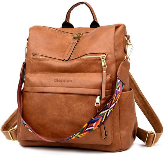 Glennoo - Rucksack Damen - Wasserdicht - Anti-Diebstahl-Fach - Rücken, Schulter, Handtasche - hellbraun