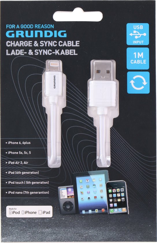 Grundig Ladekabel/Synchronisationskabel - USB Apple Lightning - 1 Meter