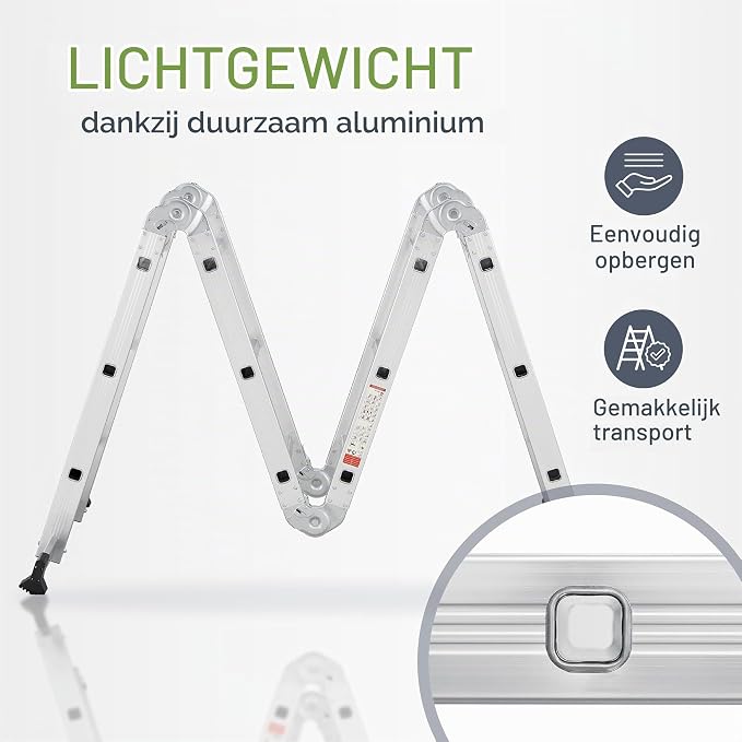 Multifunktionale 4-in-1-Leiter – 4×3 Sprossen – Aluminium & Stahl – bis 150 kg – EN 131-4