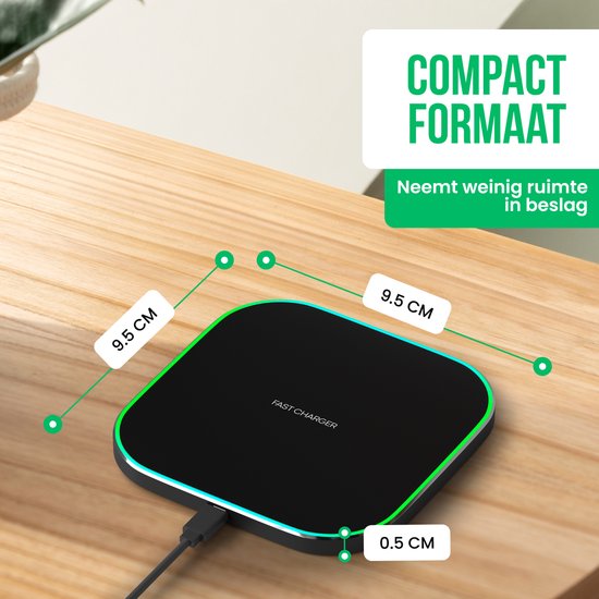 Strex Wireless Charger 15W - Inklusive Kabel - QI-Schnellladegerät - Wireless Charger - Schnellladegerät - LED-Anzeige