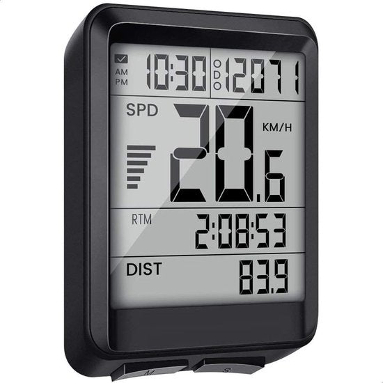 Strex Kabelloser Fahrradcomputer - 17 Funktionen - Extra großer Bildschirm - Kabelloser Fahrradcomputer Kabellos und wasserdicht - NL Manual