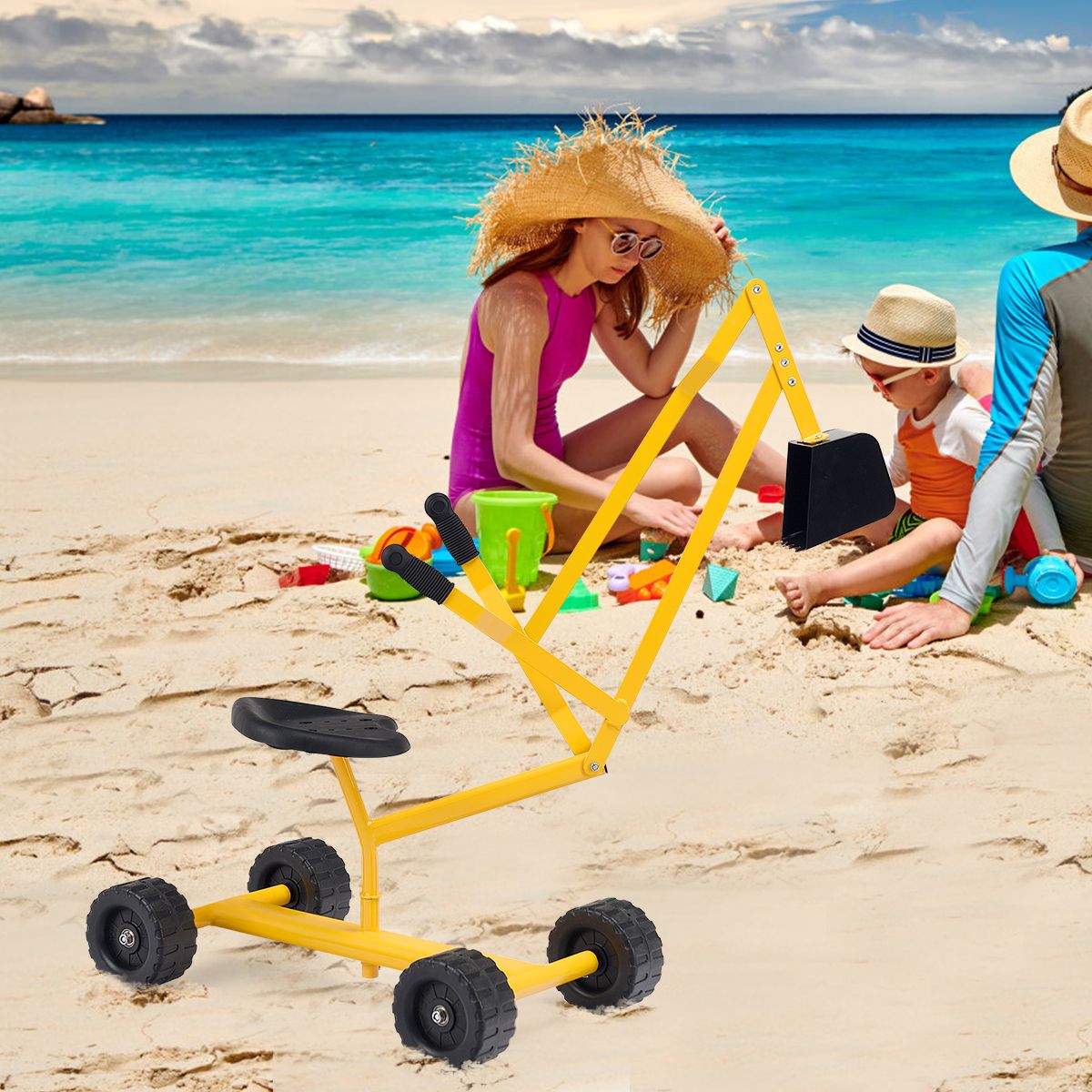 Coast Baggerauto für Kinder – Um 360° drehbarer Sitz – Metallrahmen – Gelb