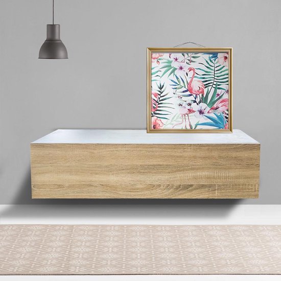 VDD Gaming - Schwebender Dielenschrank - Breite 100 cm x Tiefe 35 cm x Höhe 25 cm - Braun