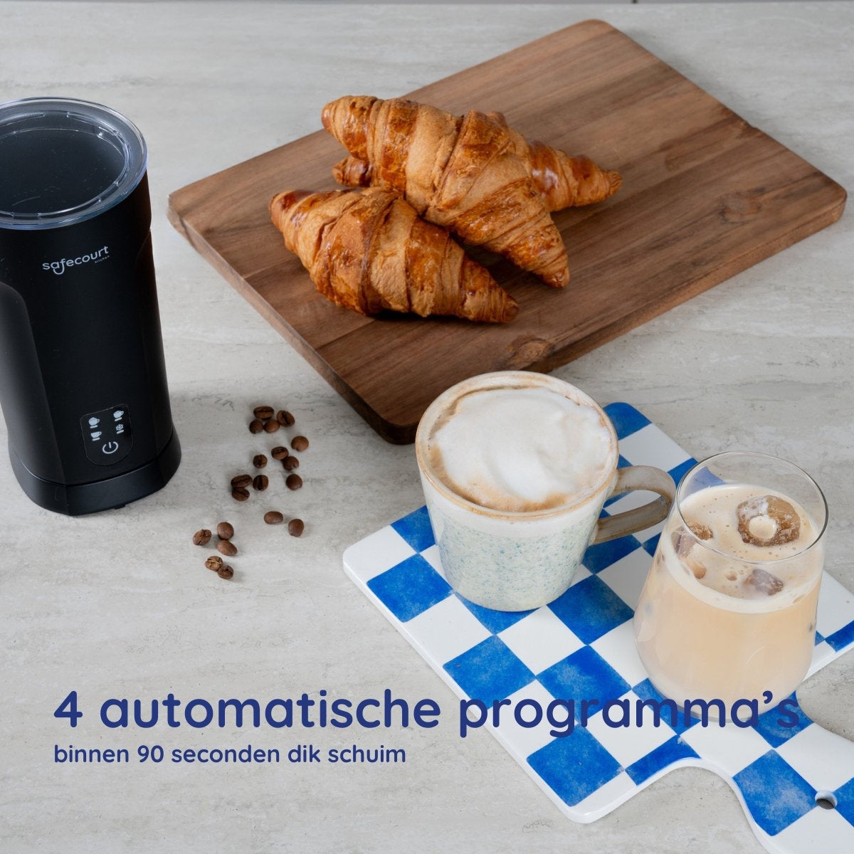 Safecourt Kitchen Elektro-Milchaufschäumer MF600 - 4 in 1 - 500W - Schwarz