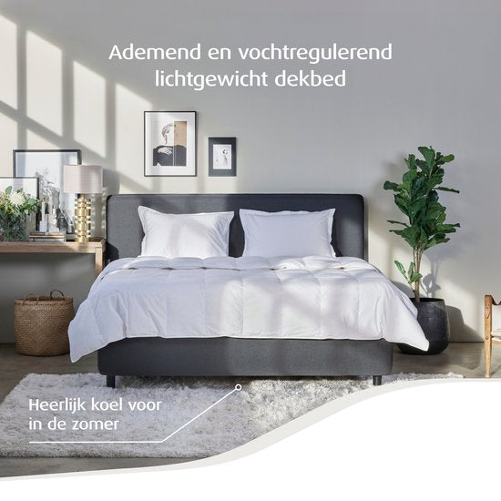 HOME by TEMPUR® leichte Bettdecke - Daunen - 140 x 200 cm - Waschbar - Chambray-Baumwolle