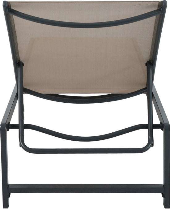 AXI Zane Liegestuhl Anthrazit/Braun – Pulverbeschichteter Stahlrahmen – Rückenlehne mit 5 Verstellpositionen – Liegefläche aus Textileen – 173 x 62 cm