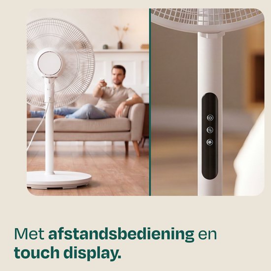 VONROC Standventilator – Ø 45,5 cm – 4 Geschwindigkeitsstufen & Schlafmodus – Timer – in 3 Höhen verstellbar – inkl. Fernbedienung – weiß