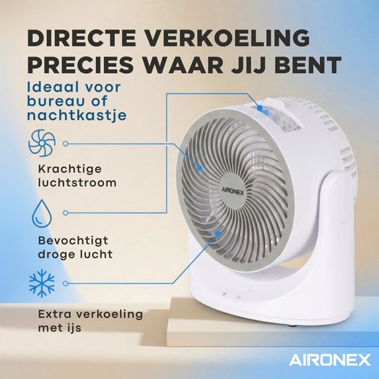 Mini-Luftkühler – Persönlicher Luftkühler mit Kühlbox – Tragbarer Ventilator und Luftbefeuchter – Wiederaufladbar – 3 Geschwindigkeitsstufen – 7 LED-Farben – Flüsterleise