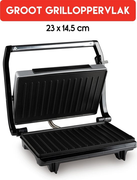 alpina Kontaktgrill - Toastgerät - Antihaftbeschichtung - 700W - Edelstahl/Schwarz