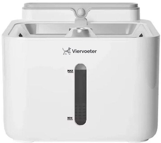 Viervoeter Kabelloser Trinkbrunnen aus Edelstahl – Sensor-Trinkbrunnen für Katzen und Hunde – Inklusive Filter – 3,2 l – 30 Tage Batterielaufzeit – Flüsterleise – Weiß