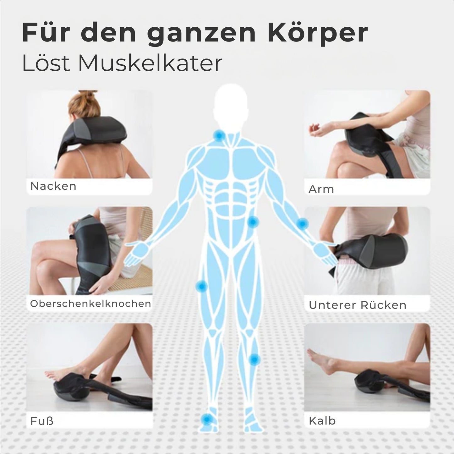 Auronic Shiatsu Massagekissen - Für Nacken und Schulter - Infrarot-Wärmefunktion - Schwarz