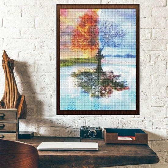 Rubye Diamantmalerei Erwachsene - Diamantmalerei Kinder - Diamantmalerei Komplettpaket - Vier Jahreszeiten - 30x40cm