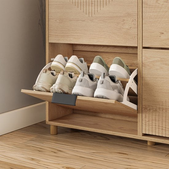 SoBuy Schuhschrank – Schuhschrank – 4 Klappen – 8 Fächer – Modernes Design – 83 x 24 x 100 cm | FSR214-N