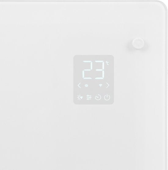 VONROC Luxury electric heater - Konvektorheizung mit Glasscheibe - 1250W/2500W- Beheizt Räume bis zu 30m2 - Gesteuert sowohl mit App (über Wifi) als auch manuell - Einstellbarer Thermostat und Timer - Weiß