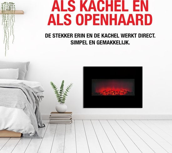 Classic Fire - Kamin Memphis - Fernbedienung & Timer - LED-Flammen - 1800W - Schwarz