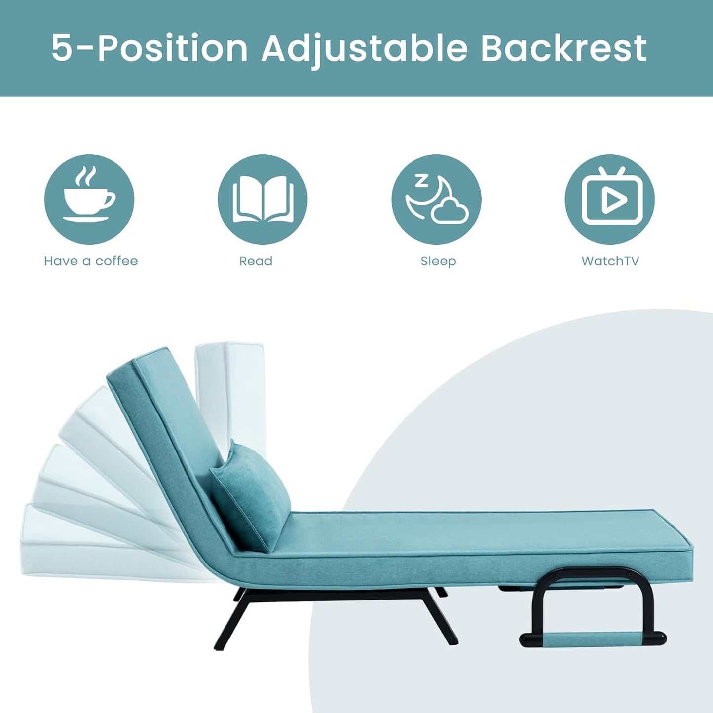 WOLTU 3-in-1-Schlafsessel – Gästebett – Blau – 65 x 75 x 78 cm