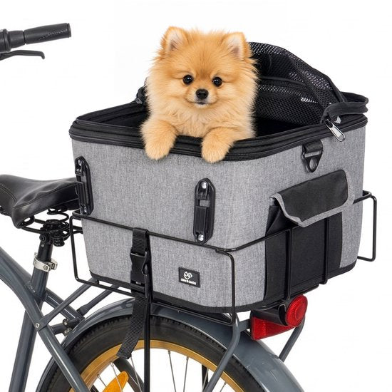 Jake und Jacky Hundekorb für das Fahrrad – Fahrradkorb für den Hund hinten – Hundekorb für das Fahrrad – Autositz für den Hund – Für kleine Hunde bis max. 12 kg – 35 x 30 x 31 cm