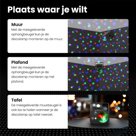 Auronic LED Disco Licht - Party Laser - Kinder - Partybeleuchtung - Disco Licht - Ferngesteuert und Musikgesteuert - 3 Meter Kabel