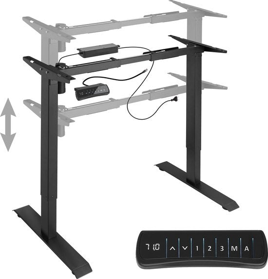 tectake - elektrischer Steh-Sitz-Schreibtisch - Tischgestell Piotr schwarz - verstellbar - Memory-Funktion - 402999
