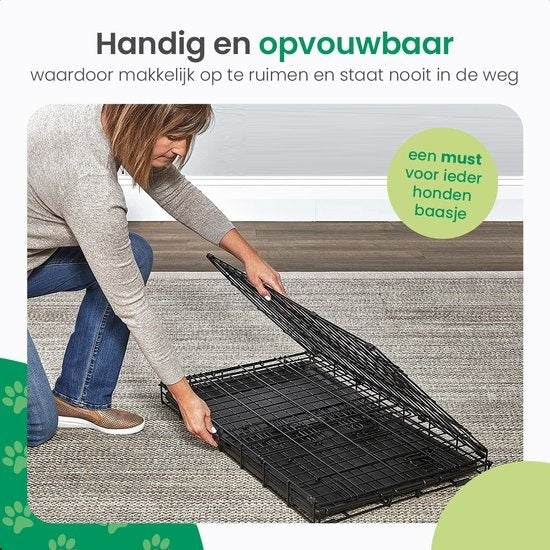 Gopets Hundebank faltbar XL - Bank - Für Hunde - Inkl. Hundekissen - 2 Türen - 107 x 71 x 76 cm