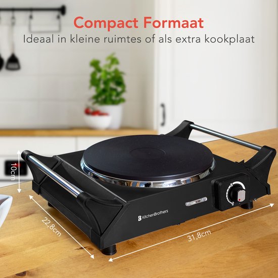 KitchenBrothers Elektrokochfeld - 1 Brenner - 1500W - Schwarz