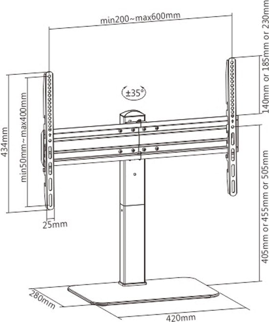 TV-Ständer – TV-Stativ – Tischmodell – drehbar – höhenverstellbar von 36 cm bis 55 cm