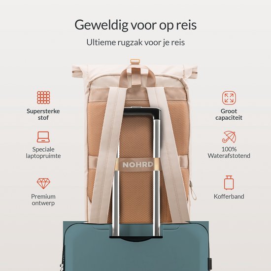 NOHRD Rolltop Rucksack mit Laptopfach - 20 bis 40 Liter - Laptoptasche 15.6 Zoll - Schulranzen - Laptoprucksack Damen & Herren
