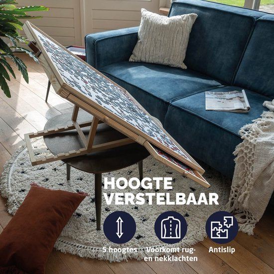 BREND BR-2224 Verstellbares Puzzlebrett mit 4 Schubladen für 1500 Teile - Puzzlebrett mit transparentem Deckel - Puzzletisch mit Filz und Aufbewahrungssystem