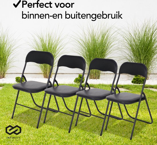 Infinity Goods Klapstoel - Vouwstoel - Eettafelstoel - Opklapbare Stoel - 43 x 47 x 80 CM - Stoel - Zwart