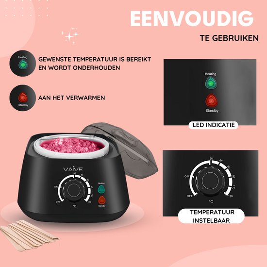 VAIVE Professional Wax Device - Wax Beans Heater - Haarentfernungsset - Heizung - Inklusive Hartwachsbohnen und Spateln