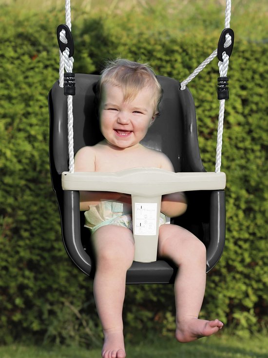 AXI Metall-Babyschaukel mit Sitz, anthrazit/creme – Freistehendes Schaukelset für drinnen und draußen