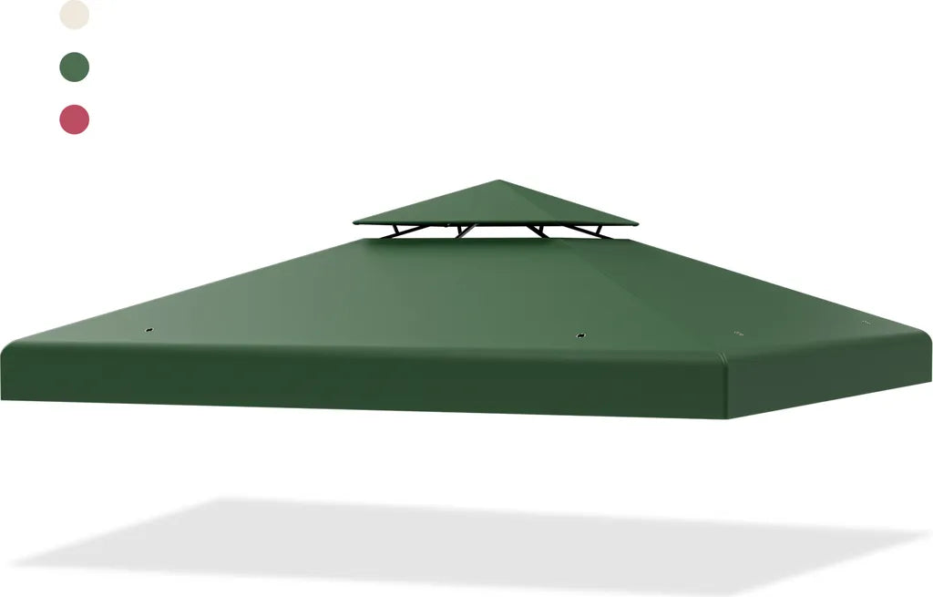 Coast Double Ersatzdach für Pavillon - 3 x 3 m mit Entwässerungslöchern und Klettverschluss - Dunkelgrün