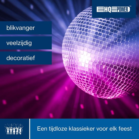 HQ-Power Disco Spiegelkugel Ø 20 cm, spektakuläre Lichteffekte für Partys, sicheres Aufhängesystem und facettiertes Glas, Tanzflächenzubehör für Disco und mehr