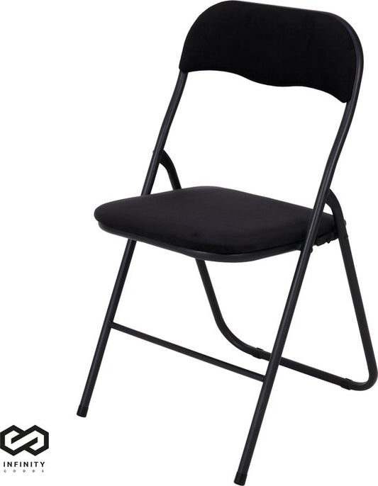 Infinity Goods Klapstoel - Vouwstoel - Fluweel - Eettafelstoel - Opklapbare Stoel - 43 x 47 x 80 CM - Stoel - Zwart