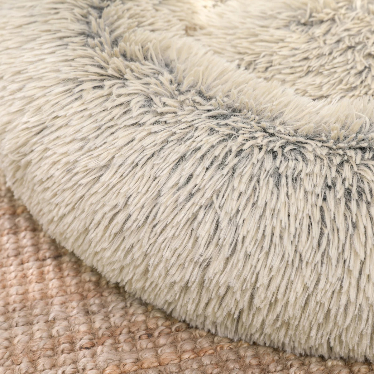 JOYFURNOS Donut-Hundekorb mit herausnehmbarem, waschbarem Kissen – Weiches Plüschsofa – 70 cm – Khaki