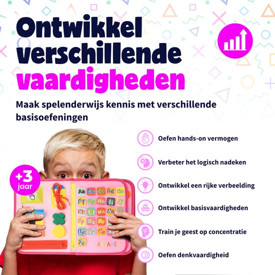 MontiPlay® Montessori-Spielzeug – Sensorisches Spielzeug – Busy Board – Montessori-Aktivitätsbuch – Lernspielzeug – Reisespielzeug – Aktivitätsbrett – Sensomotorisches Spielzeug – Spielzeug für das Auto