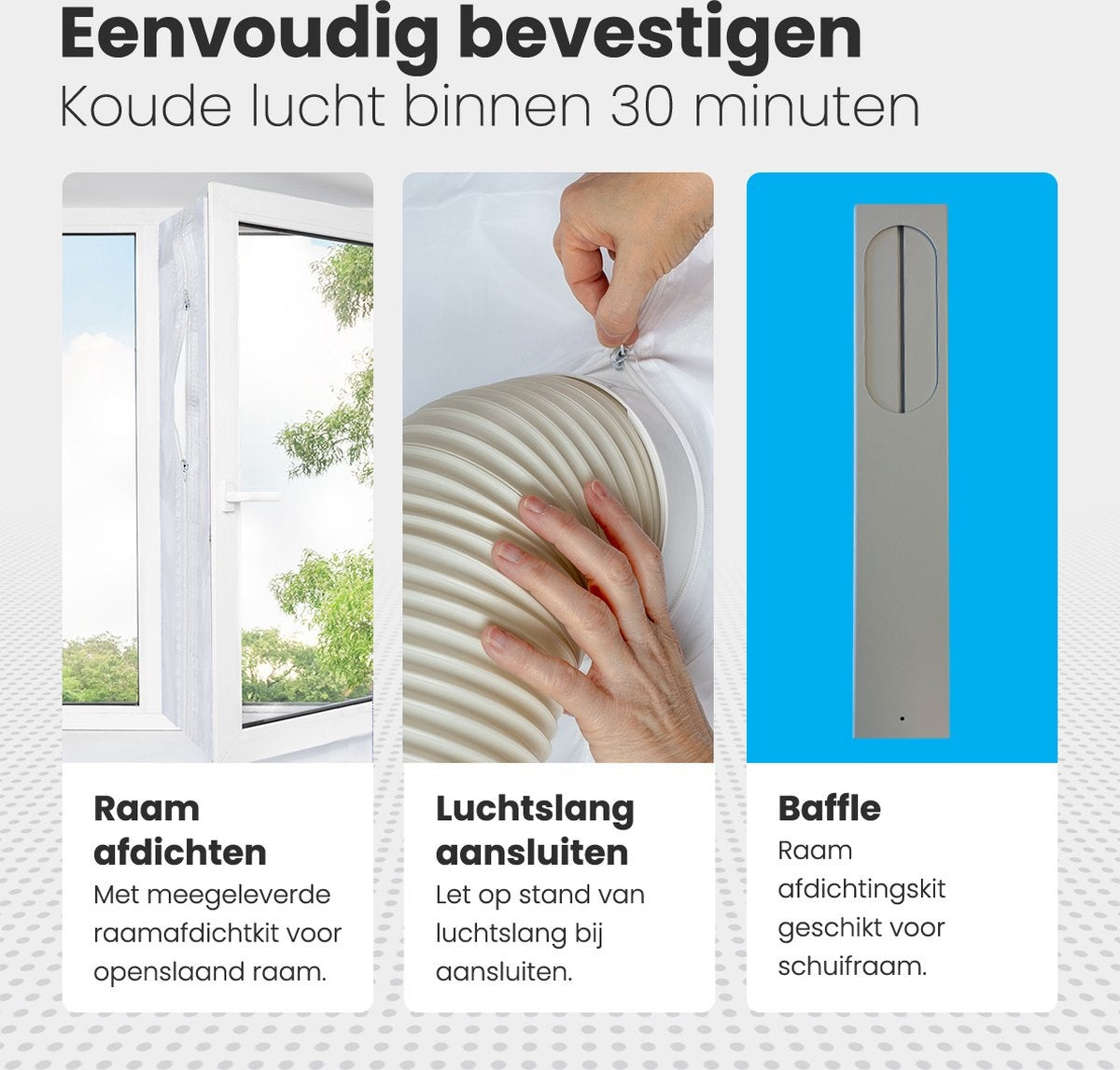 Auronic - Mobile Klimaanlage - 4 Stufen - mit Fernbedienung und Fensterdichtungssatz - für 15-35 m2 - Weiß