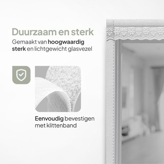 O'DADDY Türvorhang Deluxe FIBER - Magnetischer Fliegenvorhang - Für Neubauten und Standardtüren - Einfache Installation - Weißes Horn - 92x210 cm