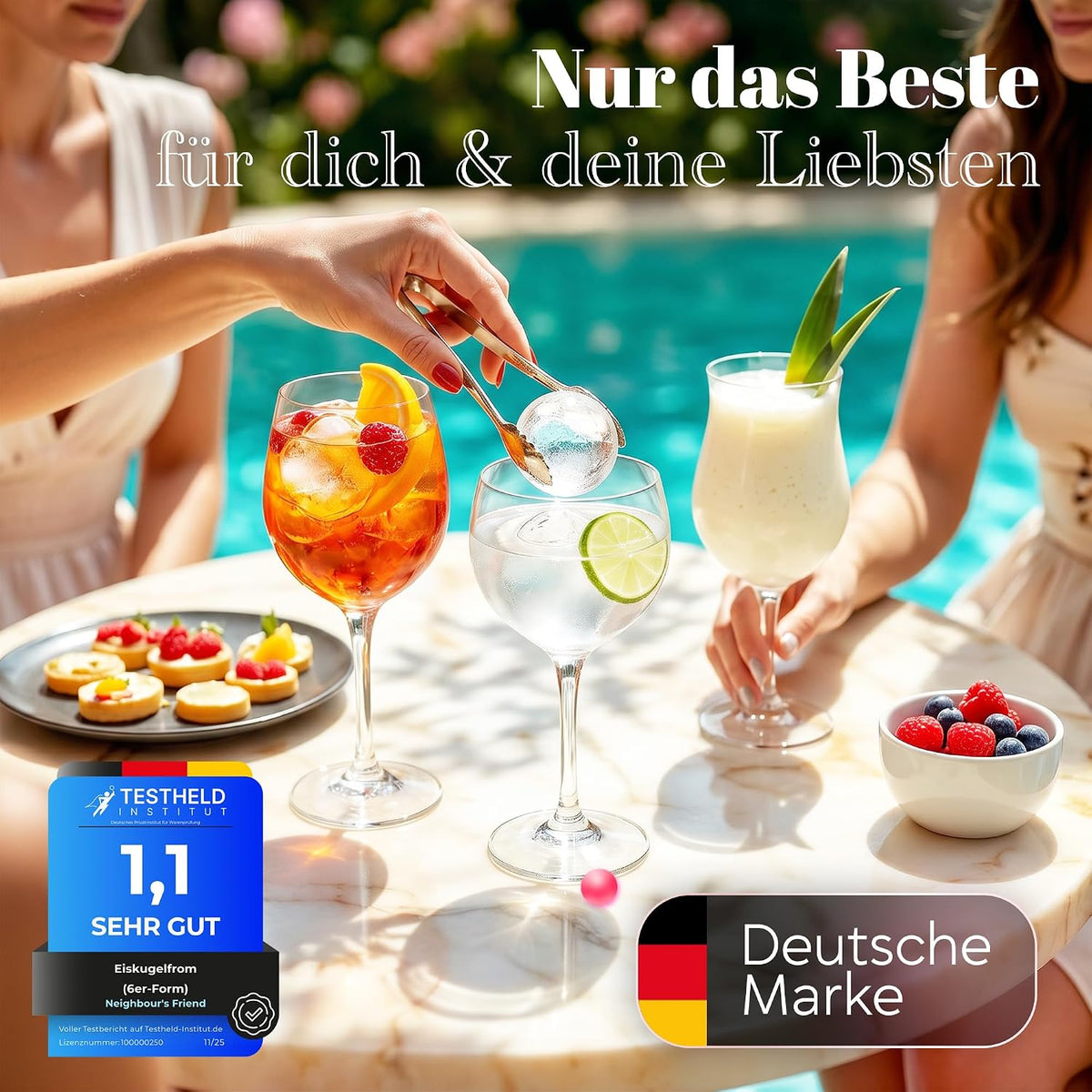 Neighbour's Friend Eiskugelform XL – 6 Eiskugeln mit einem Durchmesser von 4,5 cm – Rosa